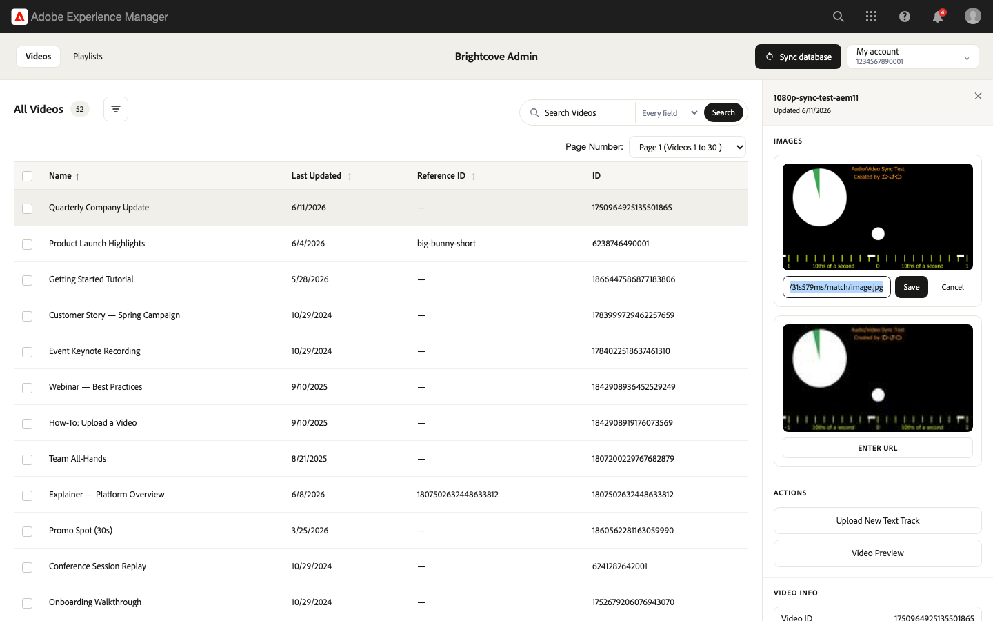 Entering a poster image URL in the Brightcove Admin console