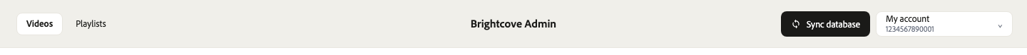 Sync database button in the Brightcove Admin console header
