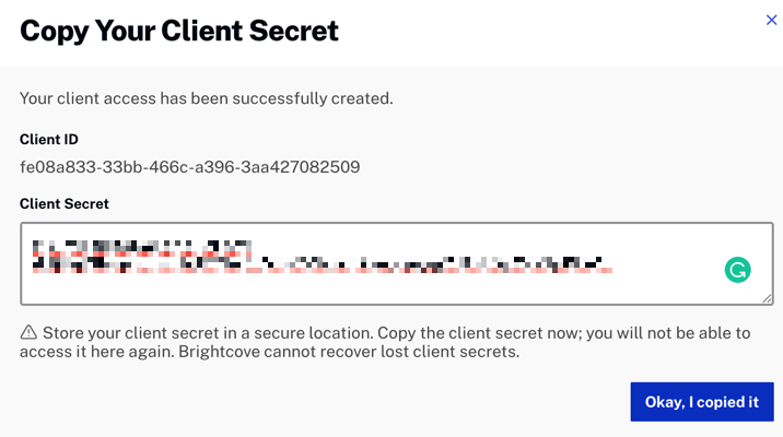 Client ID and Client secret.