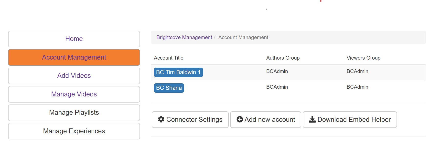 Account Management Page