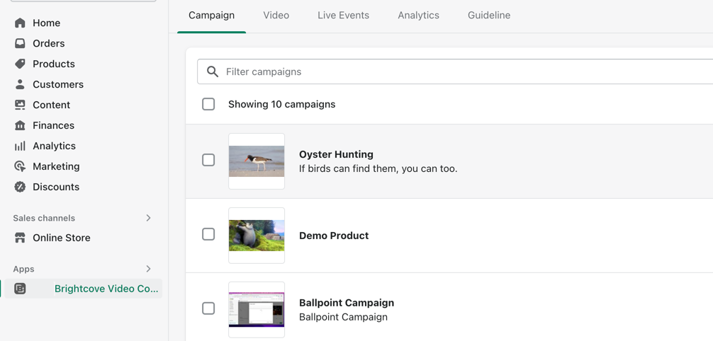 Campaigns Tab