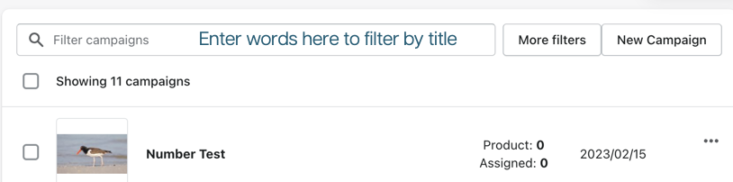 Filter Campaigns by Title