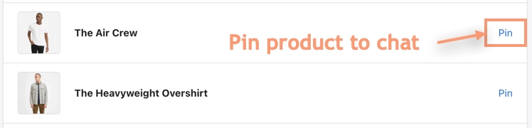 Pin Products to Chat