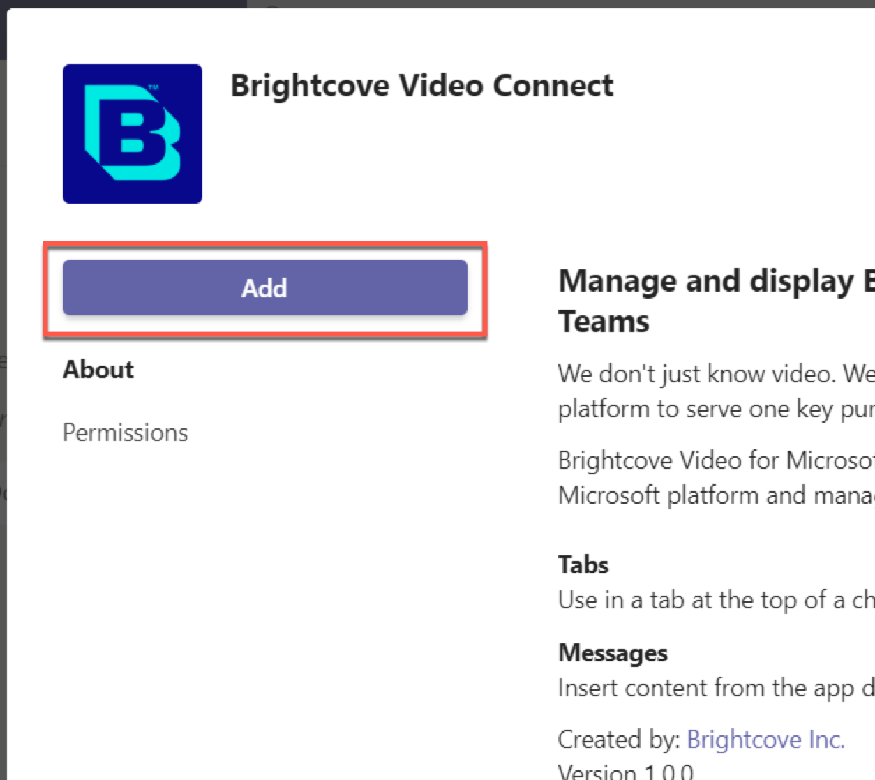 Add Brightcove Video Connect